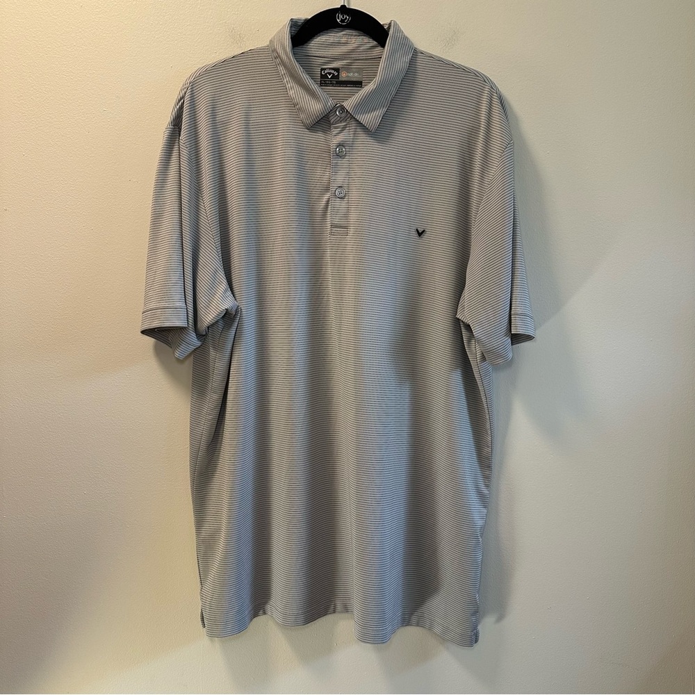 Callaway Men’s Gray/Black Stripe Opti Dry Short Sleeve Golf Polo Sz XL